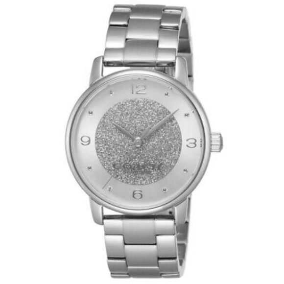 Coach Grand Quartz 36mm Silver Glytz Crystals Watch with Glitter Dial NWT - Picture 1 of 6